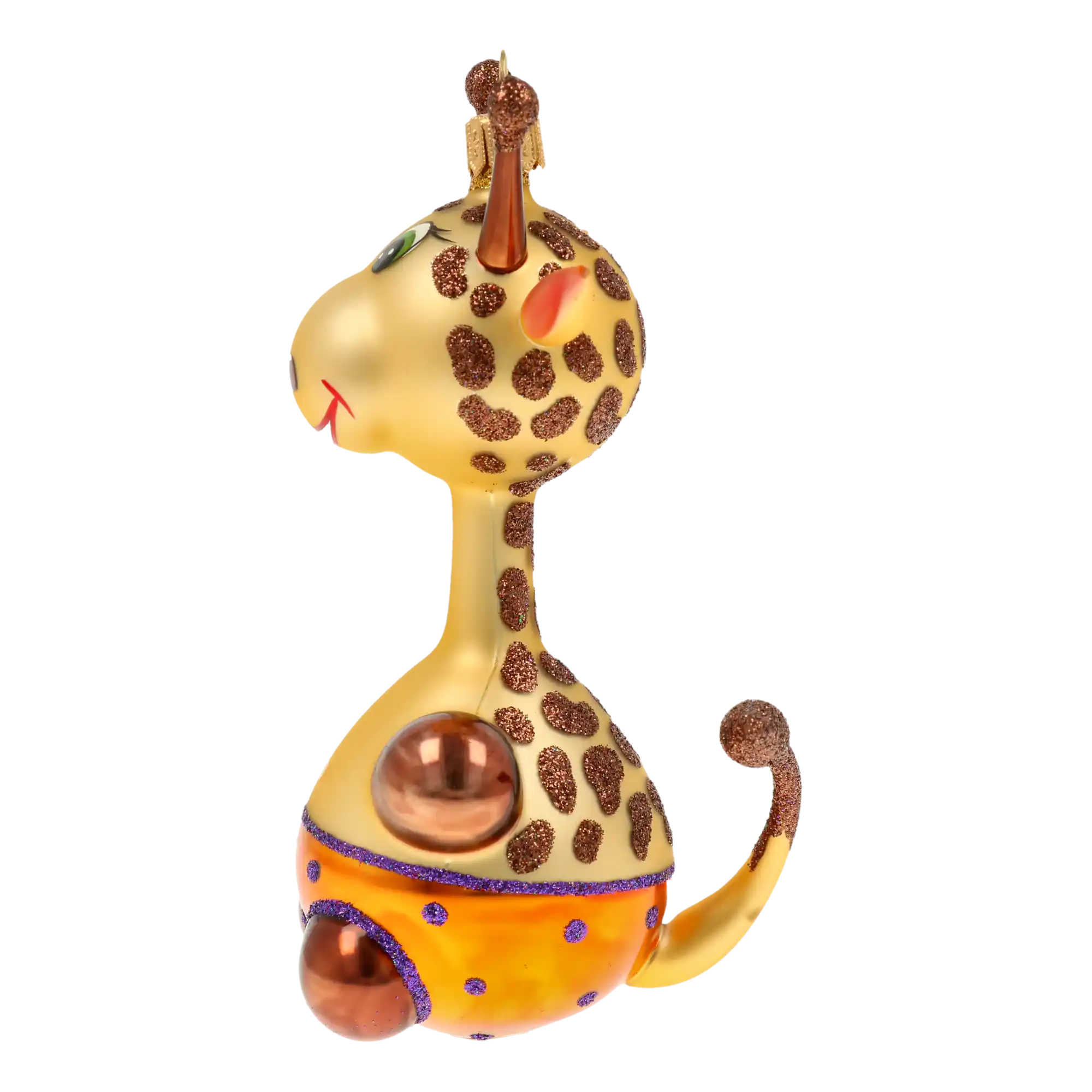 Giggly Giraffe Handmade Glass Christmas ornament. free blowing