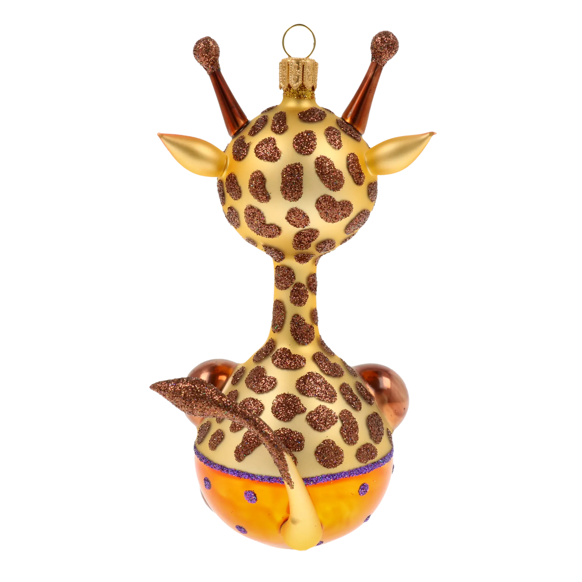 Giggly Giraffe Handmade Glass Christmas ornament. free blowing 2020-052