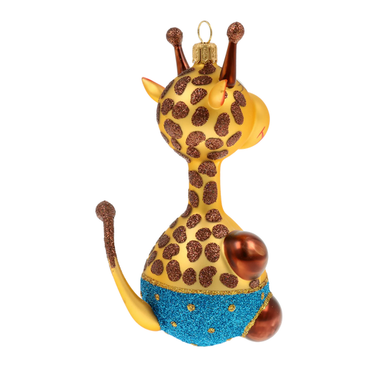 Golden Azure Giraffe Premium christmas glass ornament 2020-053