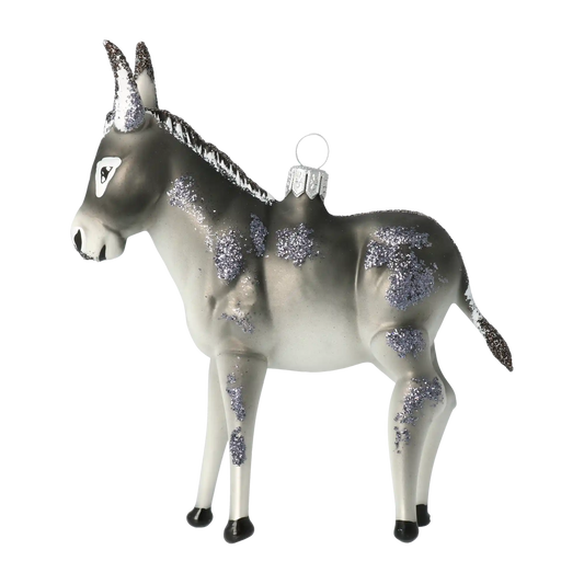 Donkey grey. Handmade Glass Christmas ornament.