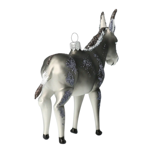 Donkey grey. Handmade Glass Christmas ornament.