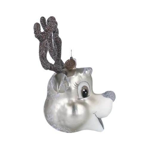 Exultant Silver Fawn | Hand-Painted Glass Ornament | Blubom 2020-089