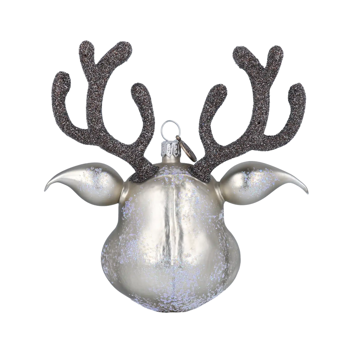Exultant Silver Fawn | Hand-Painted Glass Ornament | Blubom 2020-089