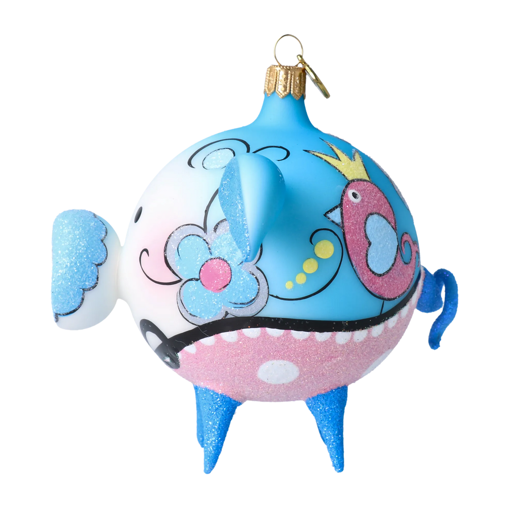 Serene Blossom Trotter | Hand-Painted Glass Ornament | Blubom 2020-073