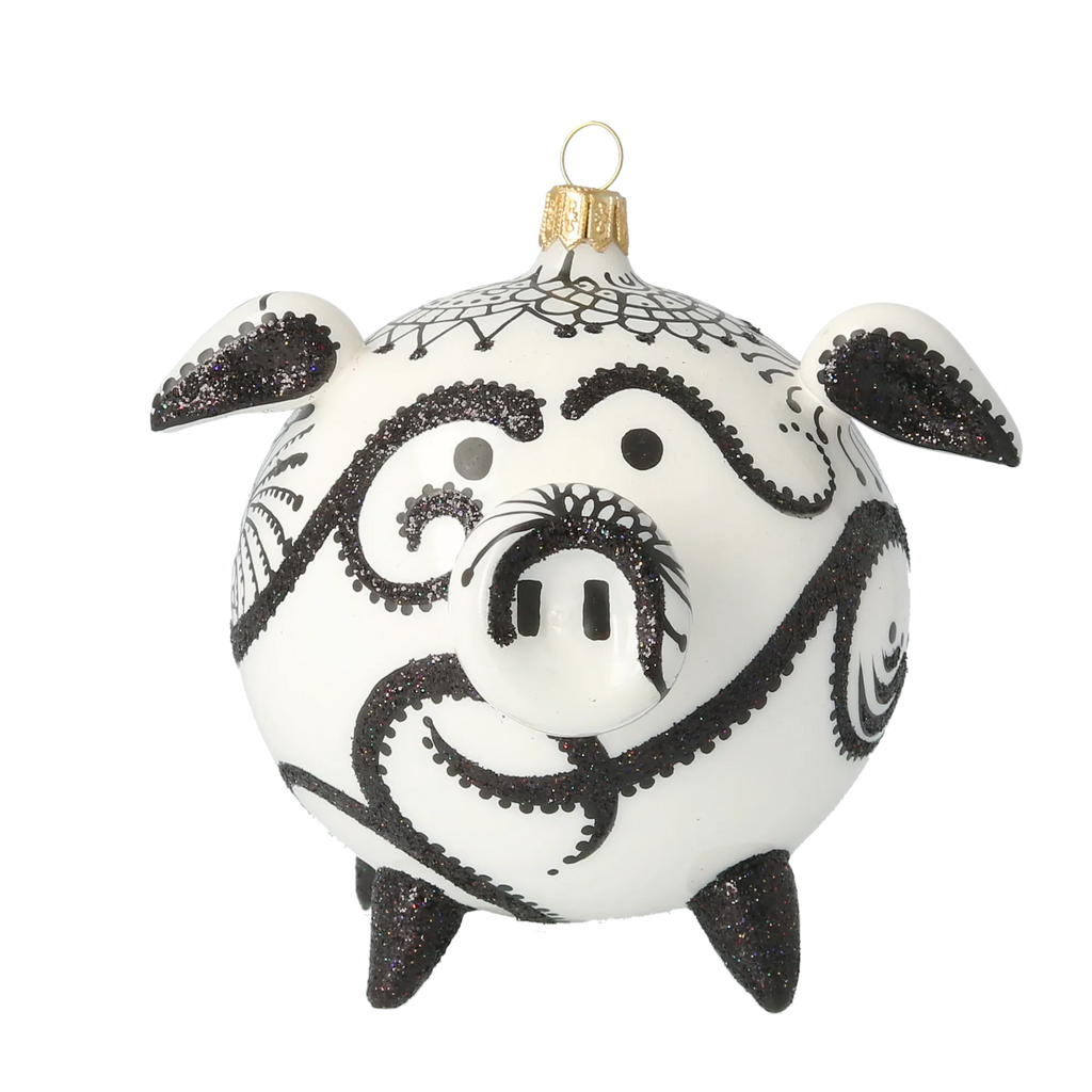 Courtly Onyx Lace | Hand-Painted Glass Ornament | Blubom 2020-076