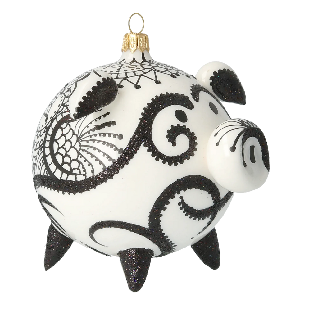 Courtly Onyx Lace | Hand-Painted Glass Ornament | Blubom 2020-076