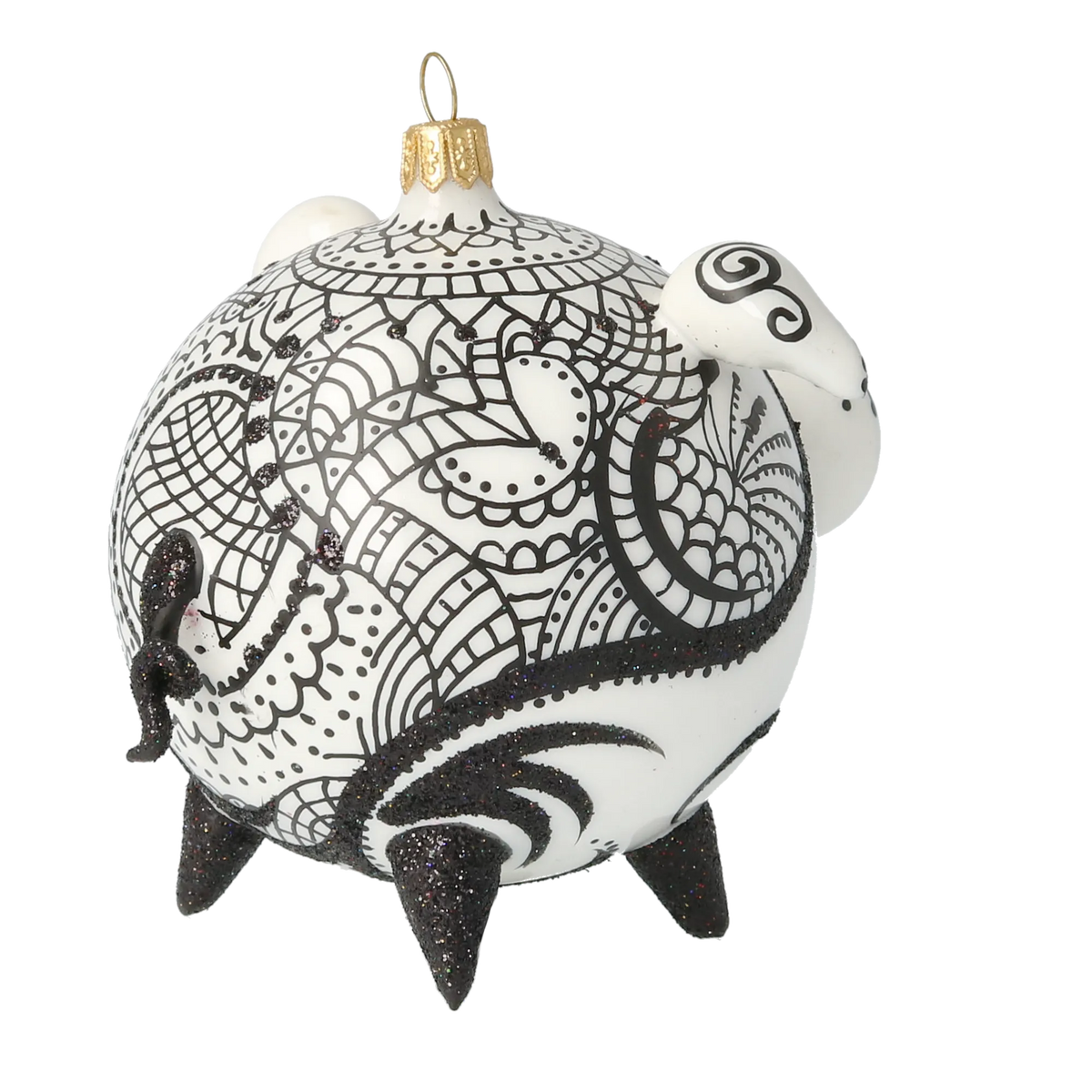 Courtly Onyx Lace | Hand-Painted Glass Ornament | Blubom 2020-076