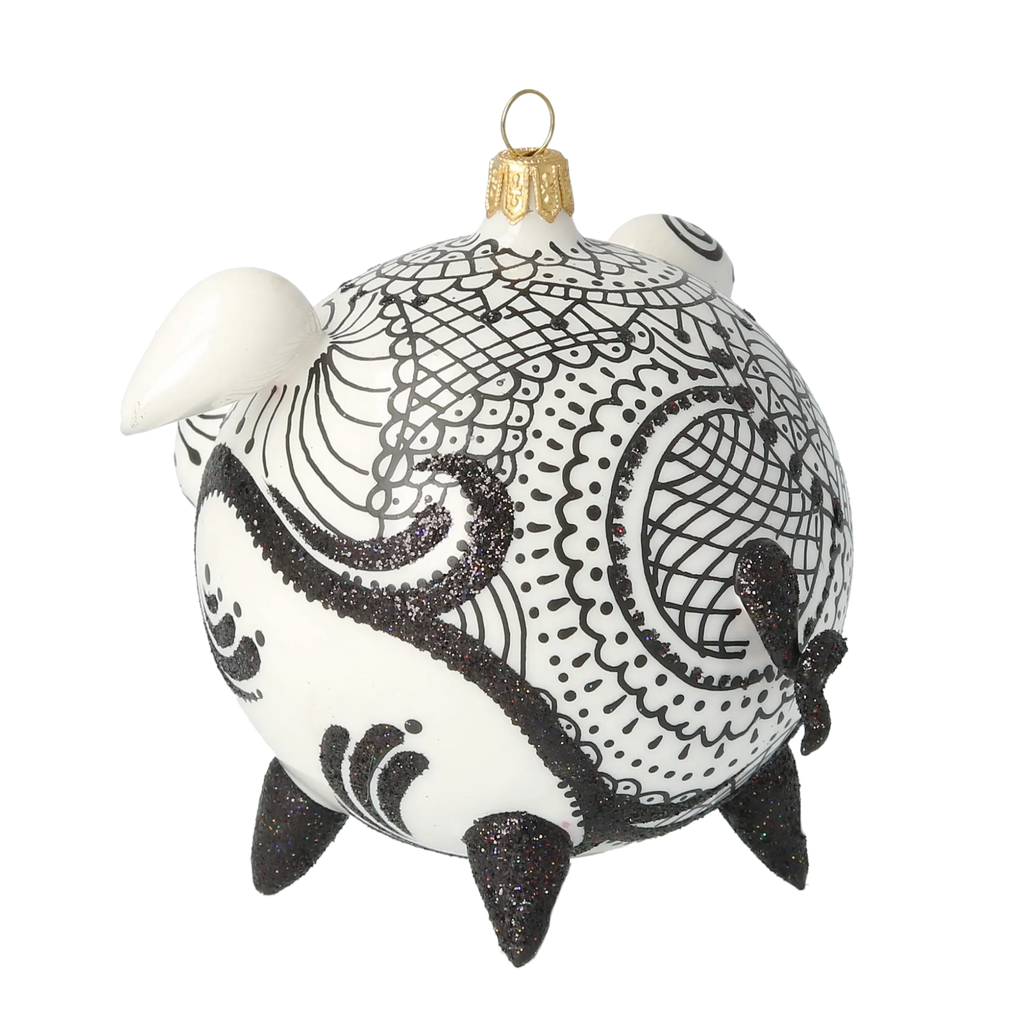 Courtly Onyx Lace | Hand-Painted Glass Ornament | Blubom 2020-076