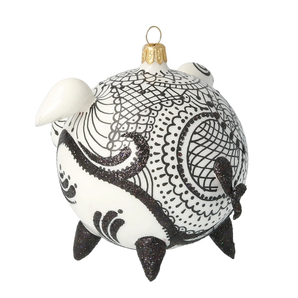 Courtly Onyx Lace | Hand-Painted Glass Ornament | Blubom 2020-076