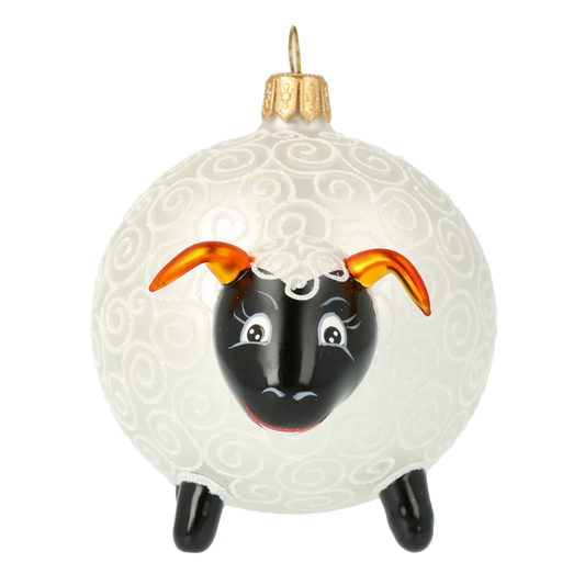 Pearl White Sheep Premium christmas glass ornament 2020-077