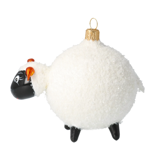 Frosted White Sheep Premium christmas glass ornament 2020-078