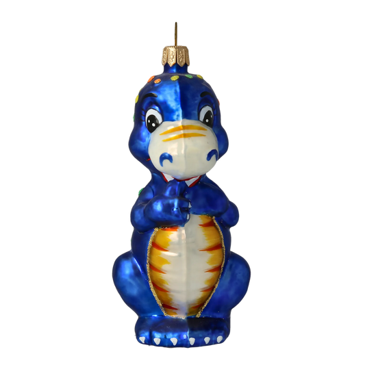 Cobalt Blue Dinosaur Premium christmas glass ornament 2020-081
