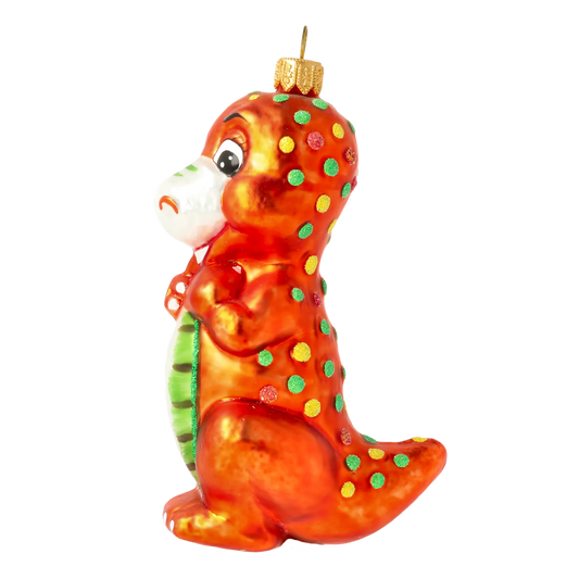 Speckled Amber Dinosaur Premium christmas glass ornament 2020-085