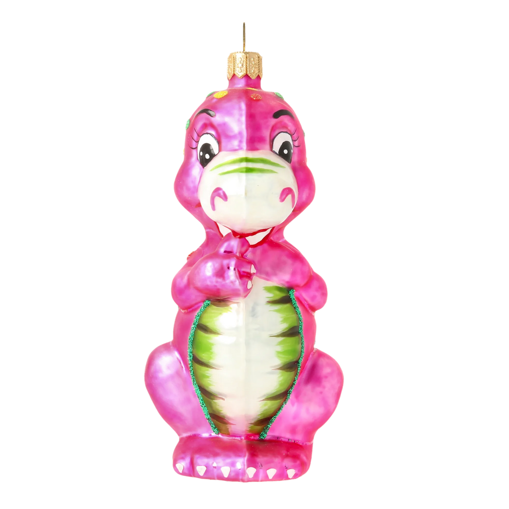 Amiable Magenta Saurian | Hand-Painted Glass Ornament | Blubom 2020-086
