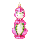 Amiable Magenta Saurian | Hand-Painted Glass Ornament | Blubom 2020-086