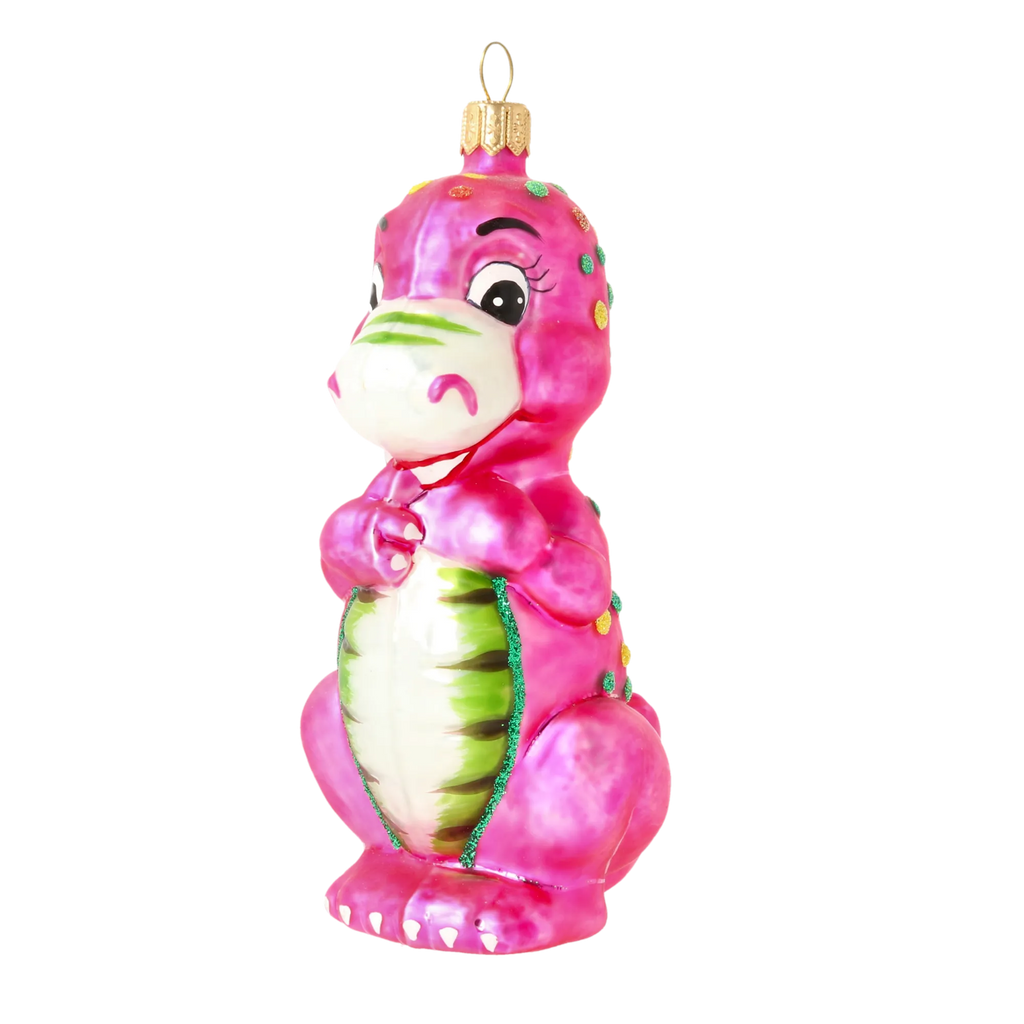 Amiable Magenta Saurian | Hand-Painted Glass Ornament | Blubom 2020-086