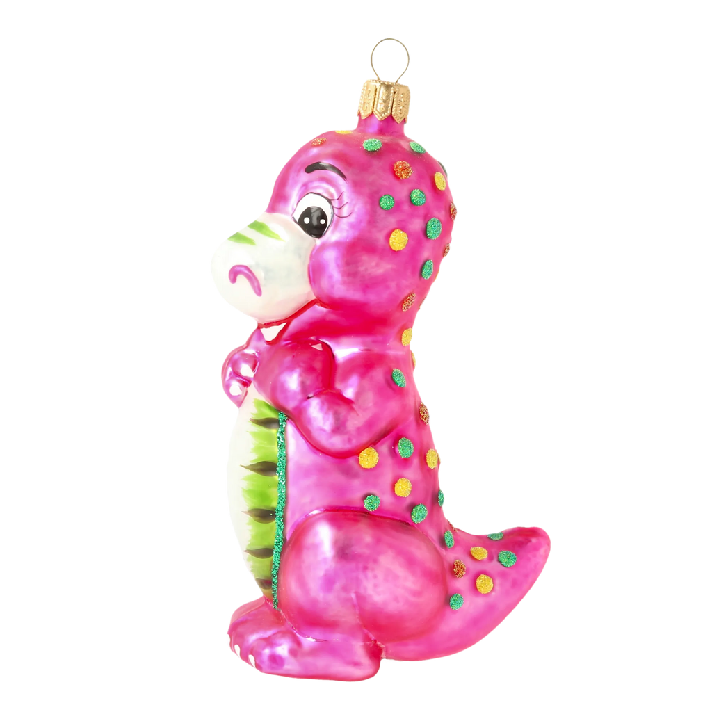 Amiable Magenta Saurian | Hand-Painted Glass Ornament | Blubom 2020-086