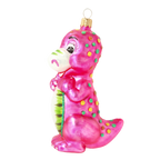 Amiable Magenta Saurian | Hand-Painted Glass Ornament | Blubom 2020-086