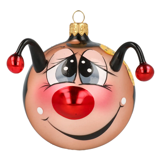 Ladybug with a Bow Glass Christmas ornament bee