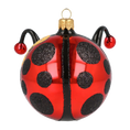 Load image into Gallery viewer, Ladybug with a Bow Glass Christmas ornament bee
