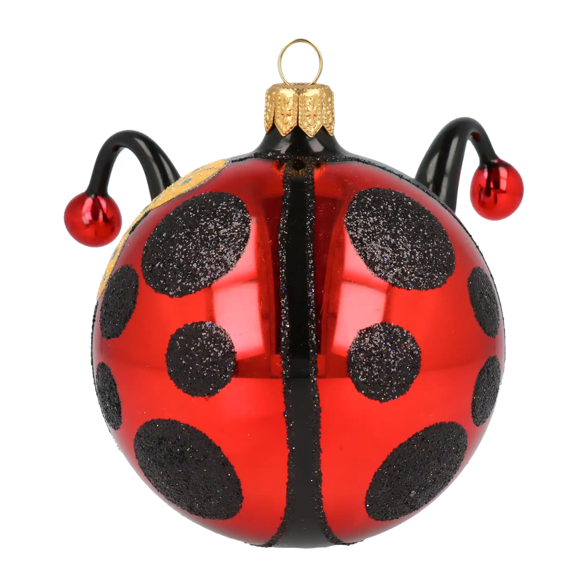 Ladybug with a Bow Glass Christmas ornament bee