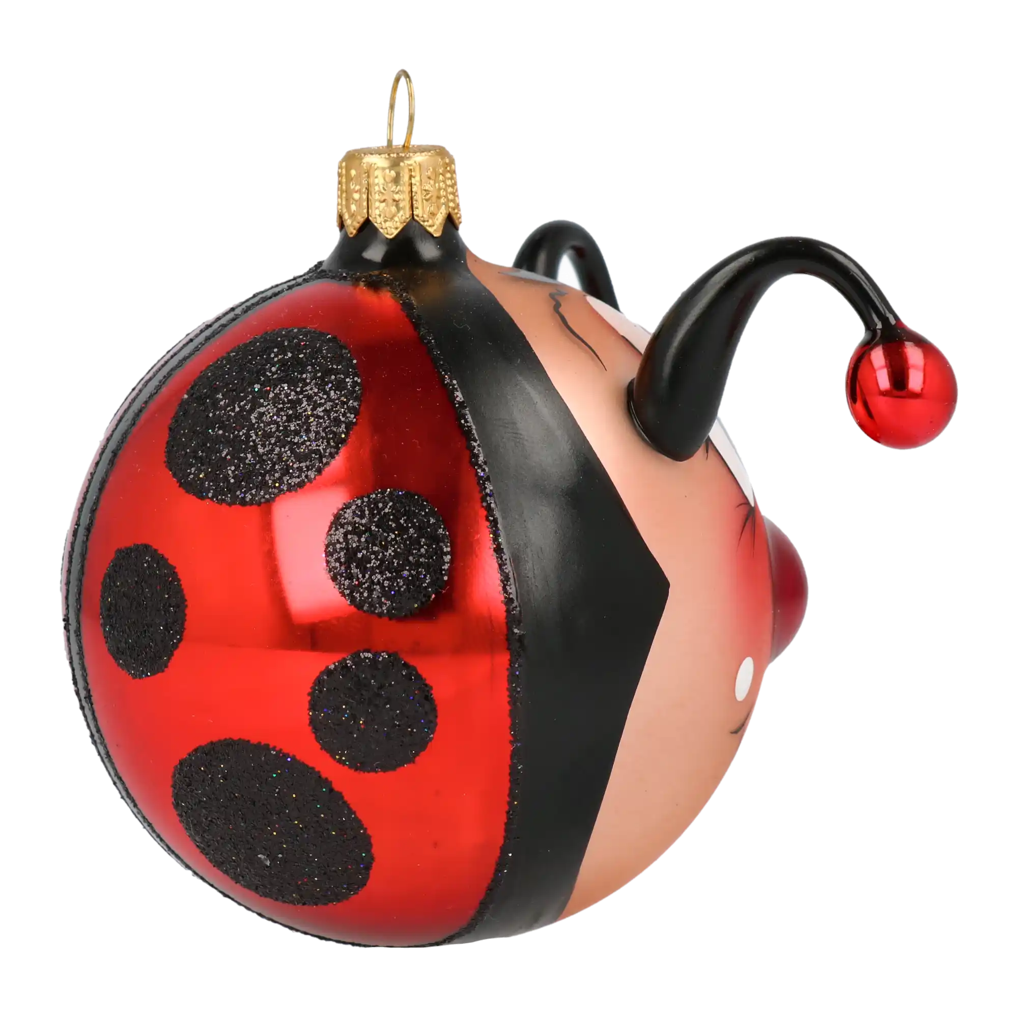 Ladybug with a Bow Glass Christmas ornament bee