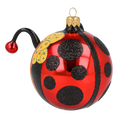 Load image into Gallery viewer, Ladybug with a Bow Glass Christmas ornament bee
