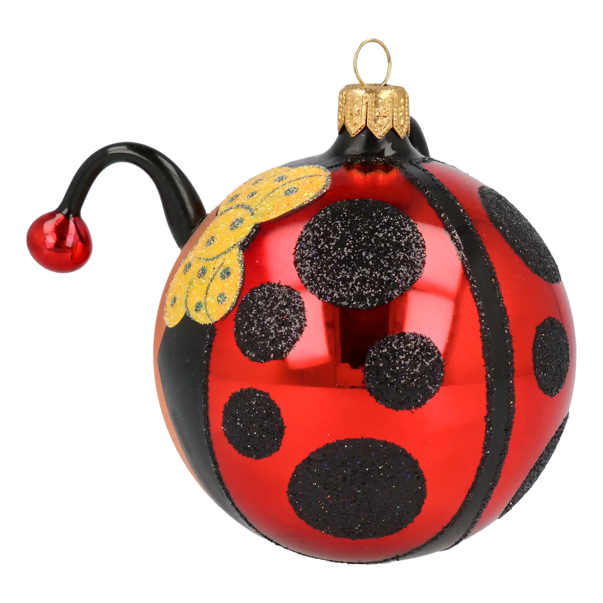 Ladybug with a Bow Glass Christmas ornament bee