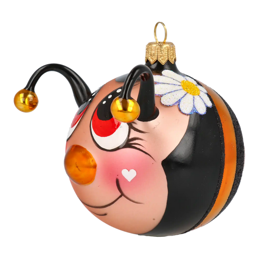 Bee Love Handmade Glass Christmas ornament bee