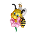 Load image into Gallery viewer, Honeybee Blossom Handmade Glass Christmas ornament bee
