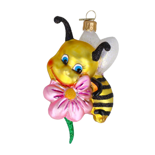 Honeybee Blossom Handmade Glass Christmas ornament bee