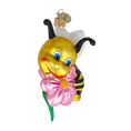 Load image into Gallery viewer, Honeybee Blossom Handmade Glass Christmas ornament bee
