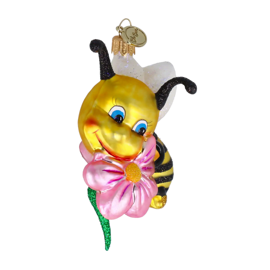 Honeybee Blossom Handmade Glass Christmas ornament bee