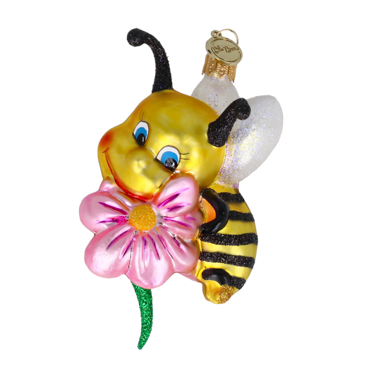 Honeybee Blossom Handmade Glass Christmas ornament bee 2020-112