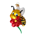 Load image into Gallery viewer, Sweet Bee Blossom Handmade Glass Christmas ornament bee
