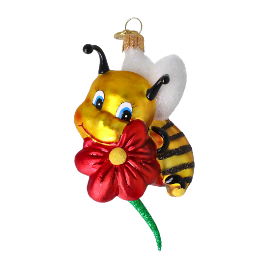 Sweet Bee Blossom Handmade Glass Christmas ornament bee