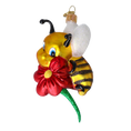 Load image into Gallery viewer, Sweet Bee Blossom Handmade Glass Christmas ornament bee
