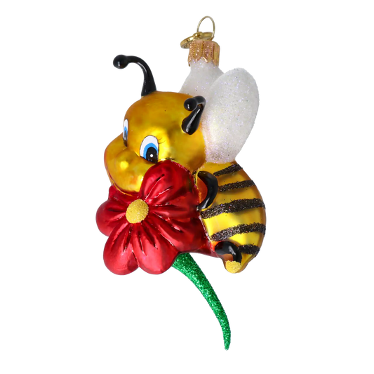 Sweet Bee Blossom Handmade Glass Christmas ornament bee