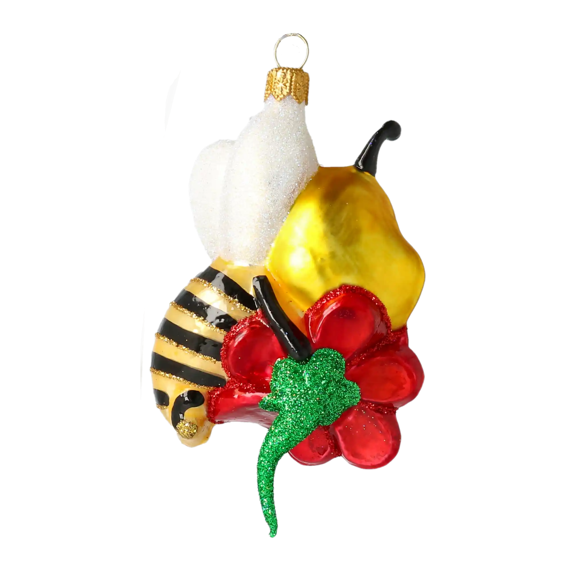 Sweet Bee Blossom Handmade Glass Christmas ornament bee
