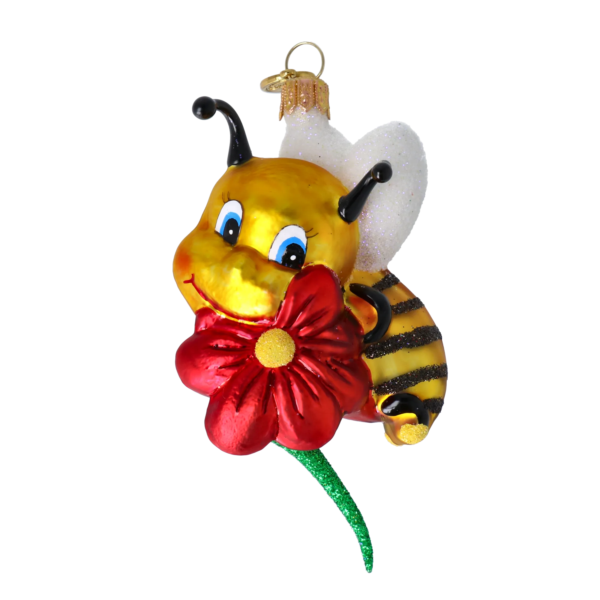 Sweet Bee Blossom Handmade Glass Christmas ornament bee 2020-114