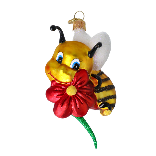 Sweet Bee Blossom Handmade Glass Christmas ornament bee 2020-114