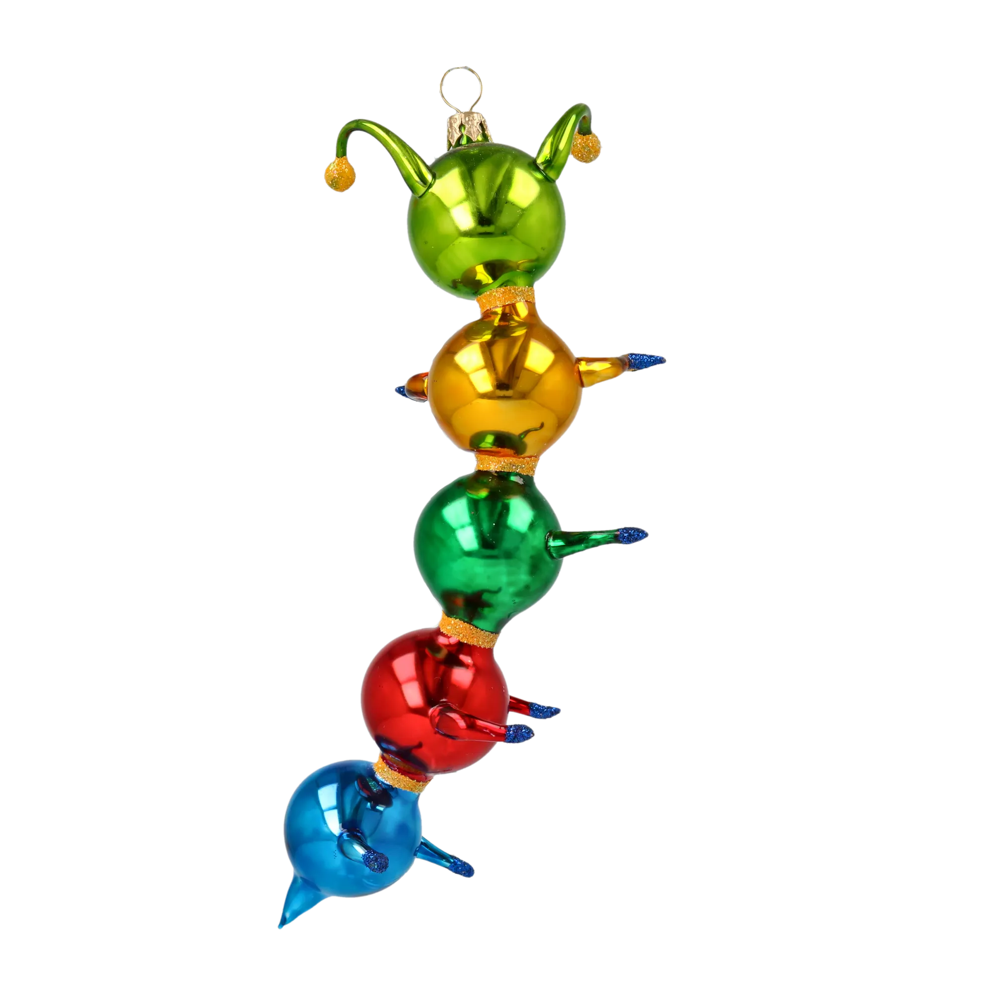 Centipede Colorful Joy. Handmade Glass Christmas ornament. 2020-118
