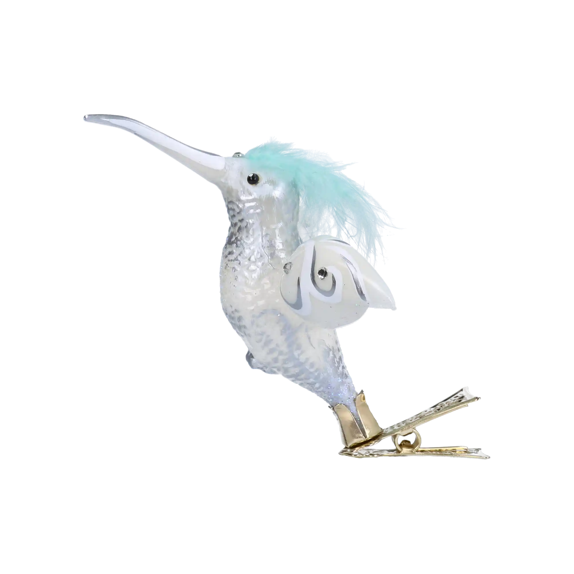 Hummingbird Winter Glow Handmade Glass Christmas ornament