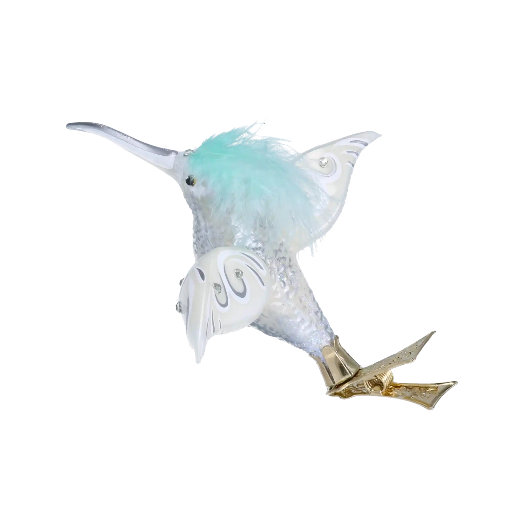 Hummingbird Winter Glow Handmade Glass Christmas ornament