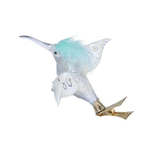 Hummingbird Winter Glow Handmade Glass Christmas ornament