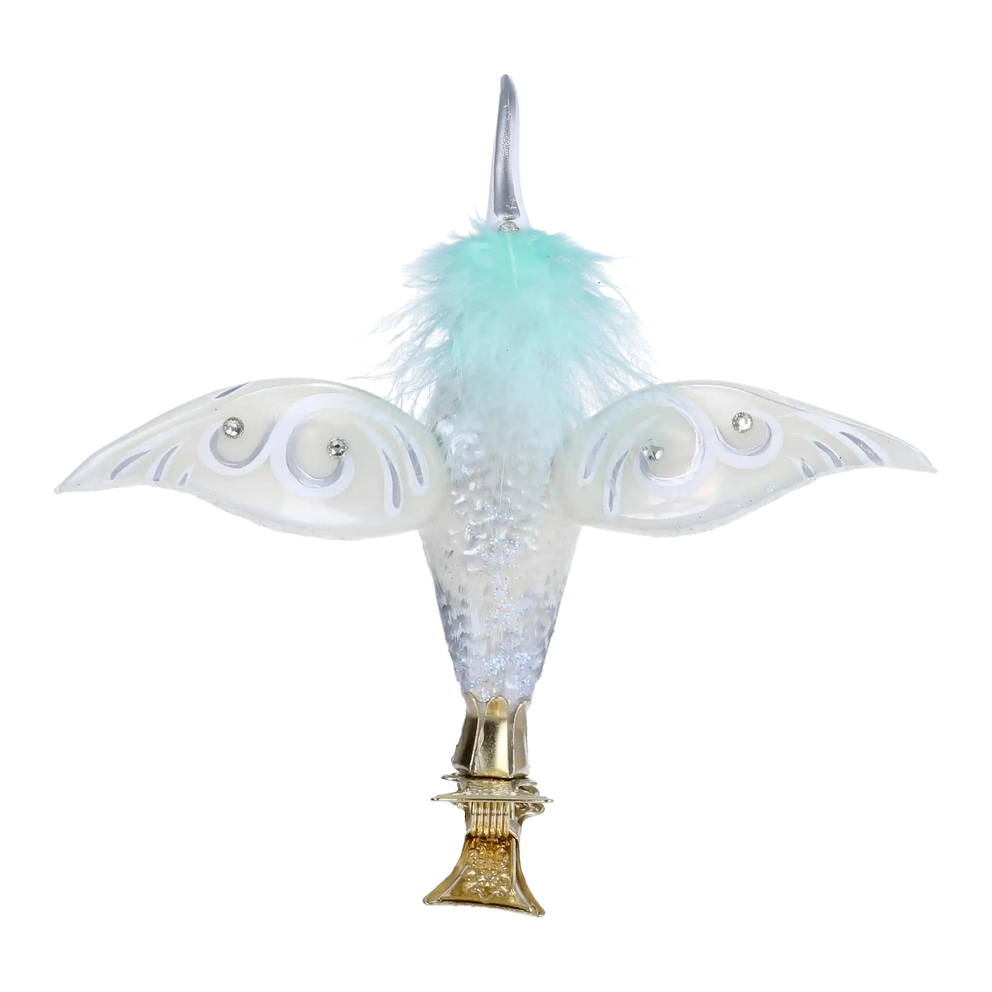 Hummingbird Winter Glow Handmade Glass Christmas ornament