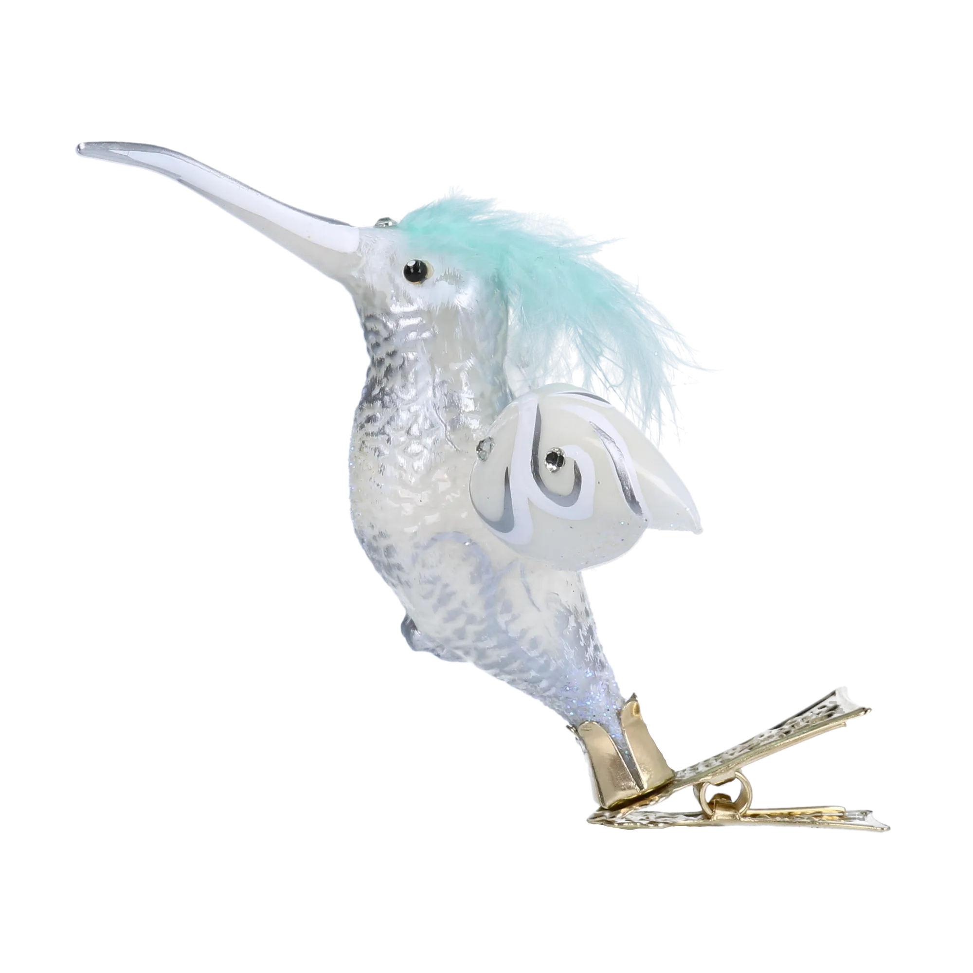 Hummingbird Winter Glow Handmade Glass Christmas ornament 2020-124