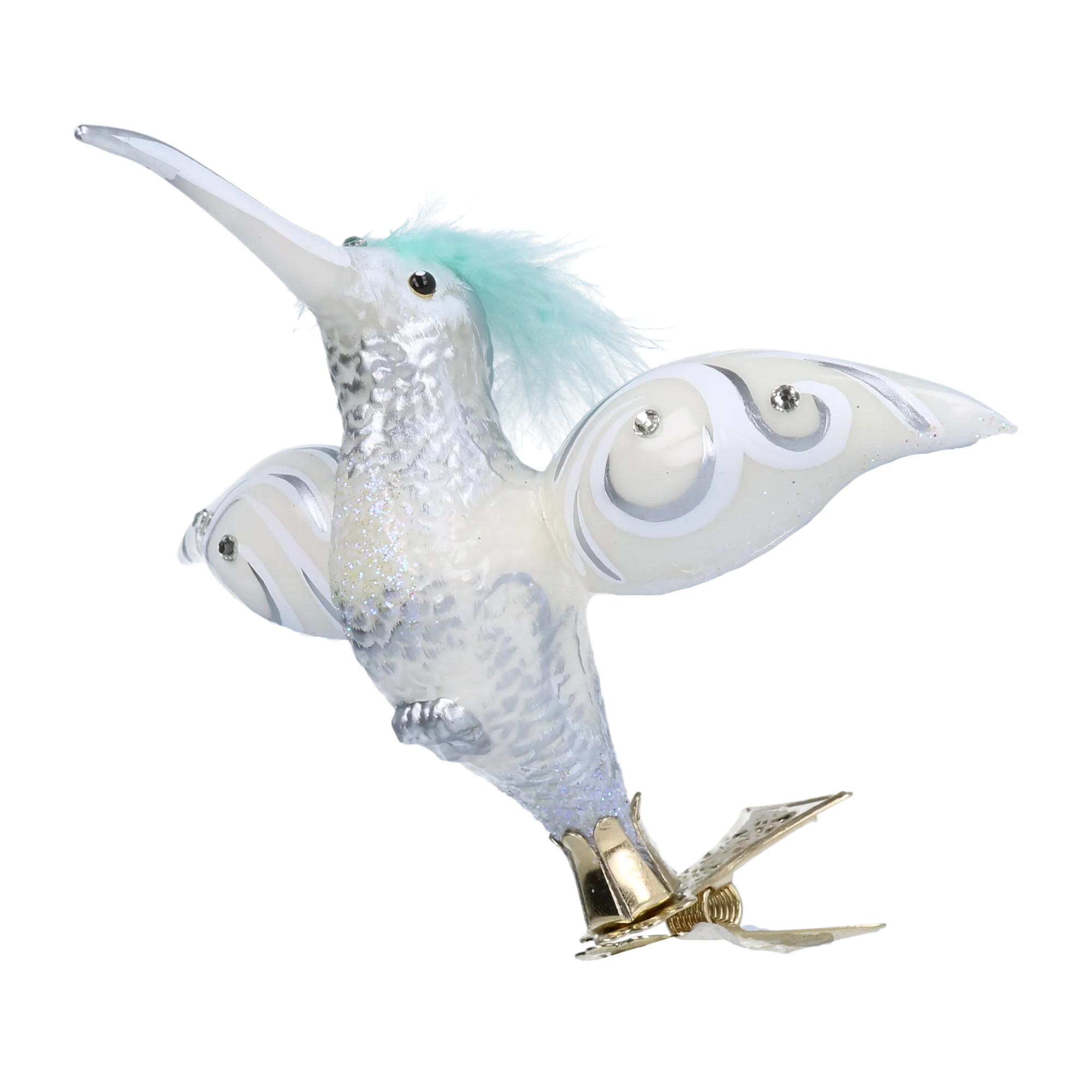 Hummingbird Winter Glow Handmade Glass Christmas ornament 2020-124