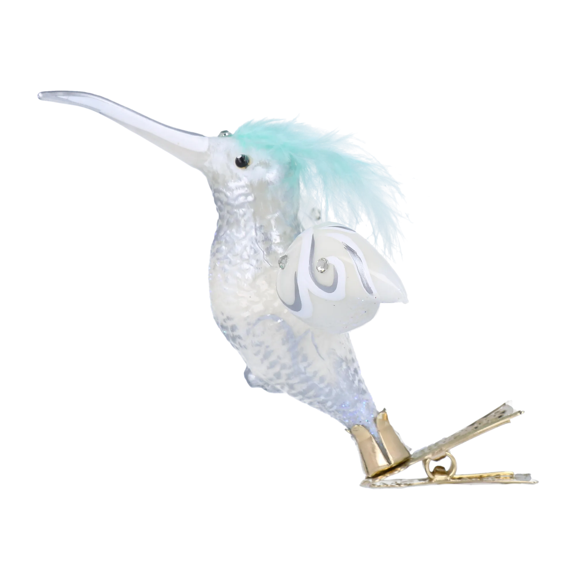 Hummingbird Winter Glow Handmade Glass Christmas ornament 2020-124