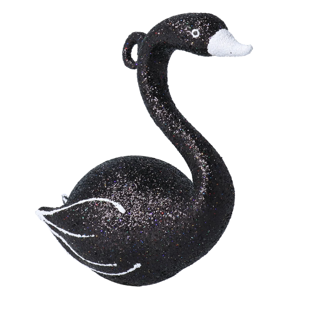 Sovereign Midnight Swan | Hand-Painted Glass Ornament | Blubom 2020-151